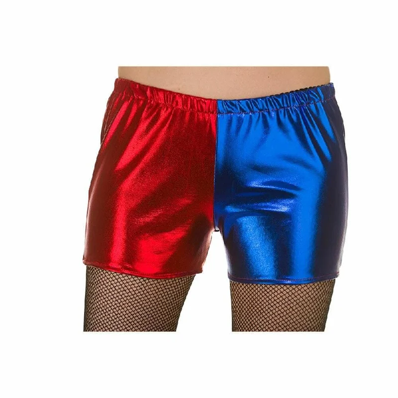 Shiny Hot Pants Red Blue Cheerleader Shorts Fancy Dress Casual Lounge Pants