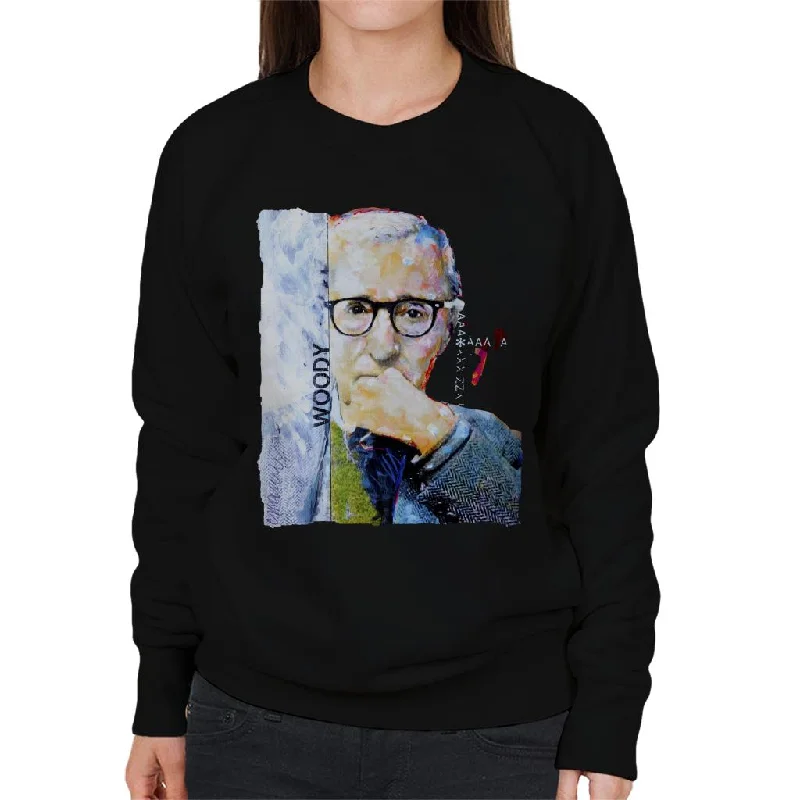 Sidney Maurer Original Portrait Of Director Woody Allen Women's Sweatshirt Hoodie with Embroidery Detailed Premium Sidney Maurer Original Portrait Of Director Woody Allen Women's Sweatshirt Hoodie with Embroidery Detailed Premium