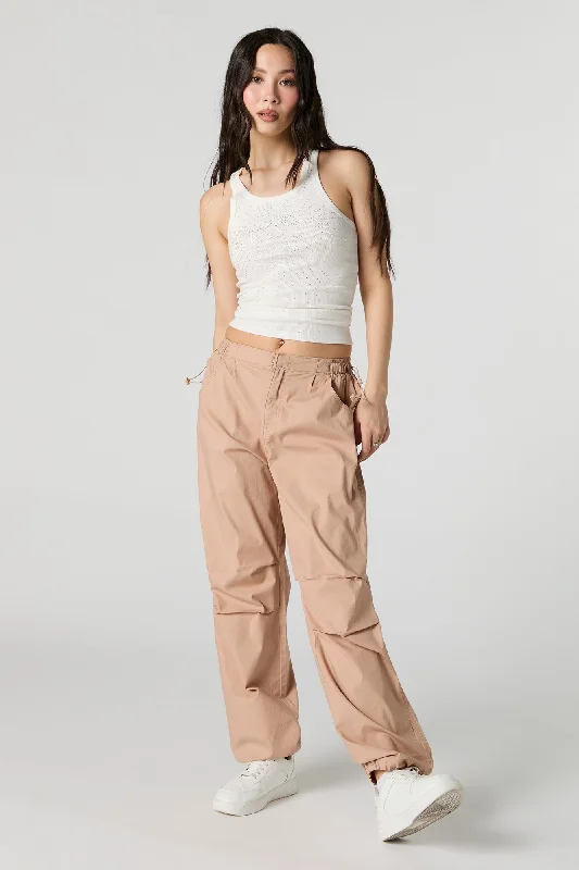 Toggle Waist Parachute Pant Soft Stretch Trousers