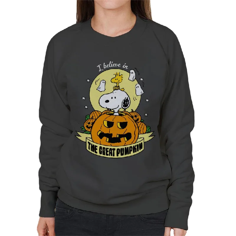 Peanuts Halloween The Great Pumpkin Women's Sweatshirt Hoodie with Mock Neck Collared Structured Peanuts Halloween The Great Pumpkin Women's Sweatshirt Hoodie with Mock Neck Collared Structured