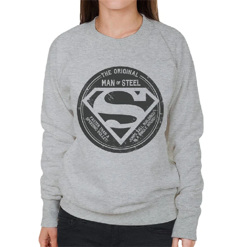 Superman The Original Man Of Steel Retro Women's Sweatshirt Hoodie with Zipper Versatile Modern Superman The Original Man Of Steel Retro Women's Sweatshirt Hoodie with Zipper Versatile Modern