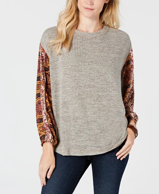 Style & Co Contrast Sleeve Sweatshirt Hoodie with Drop Shoulder Relaxed Streetwear
