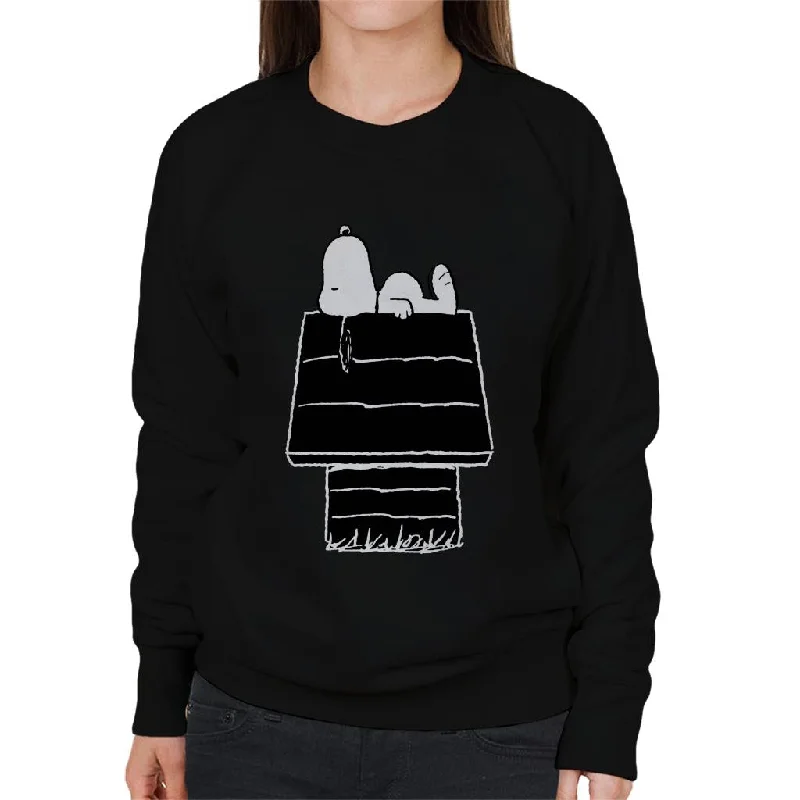 Peanuts Snoopy Black And White Kennel Women's Sweatshirt Hoodie with Button Classic Timeless Peanuts Snoopy Black And White Kennel Women's Sweatshirt Hoodie with Button Classic Timeless
