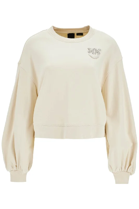 "ceresole Embroidered Sweatshirt  - White Hoodie with Frayed Bohemian Relaxed