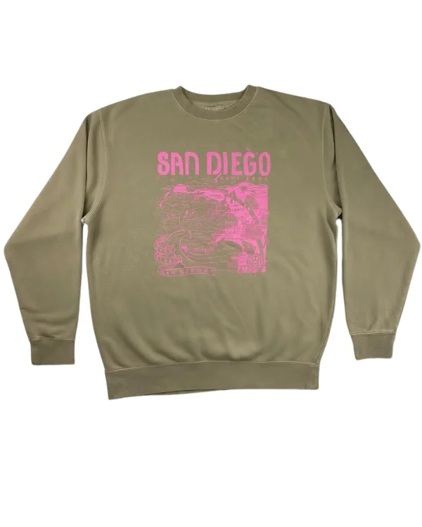 Sun Diego Women's Map Sweatshirt - Cement Pink Hoodie with Drawstring Waist Adjustable Fitted Sun Diego Women's Map Sweatshirt - Cement Pink Hoodie with Drawstring Waist Adjustable Fitted