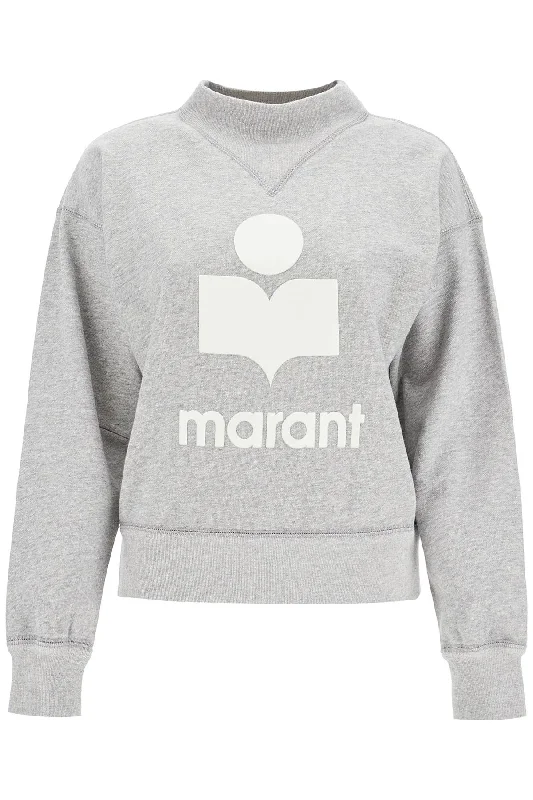Moby Sweatshirt With Flocked Logo  - Grey Hoodie with Slim Fit Tailored Modern