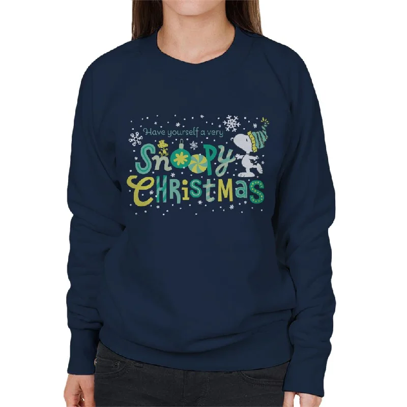 Peanuts Christmas Have Yourself A Very Snoopy Xmas Women's Sweatshirt Hoodie with Contrast Stitching Detailed Premium Peanuts Christmas Have Yourself A Very Snoopy Xmas Women's Sweatshirt Hoodie with Contrast Stitching Detailed Premium