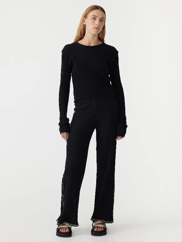 cropped rib straight leg pant High-Waist Yoga Pants