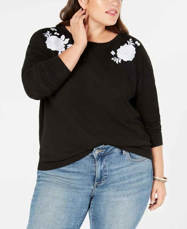 Style & Co Plus Size Embroidered Sweatshirt Oversized Hoodie Comfort Casual
