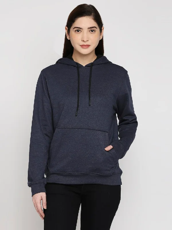 Blue Relaxed Fit Hoodie | Recycled Polyester + Recycled Cotton Blend Hoodie with Hem Elastic Stretchable Comfortable Blue Relaxed Fit Hoodie | Recycled Polyester + Recycled Cotton Blend Hoodie with Hem Elastic Stretchable Comfortable