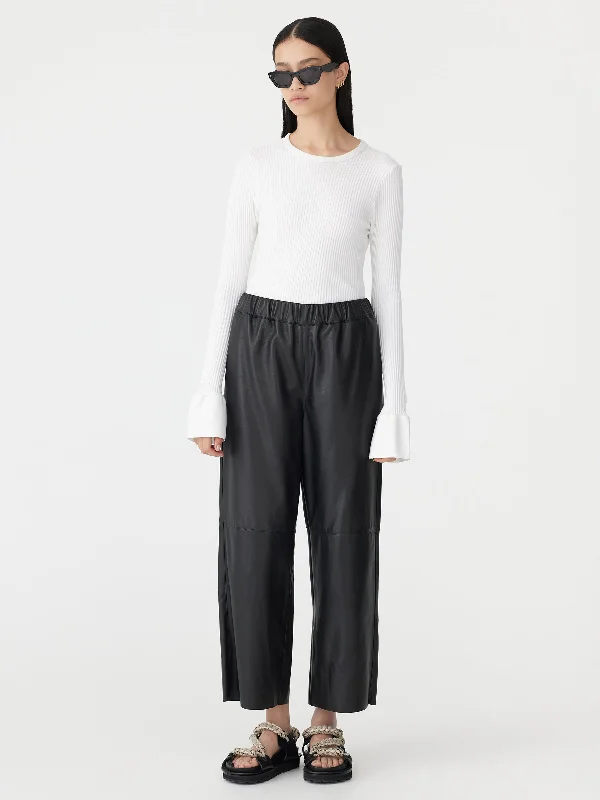 leather pull on wide leg pant Cozy Jogger Leggings