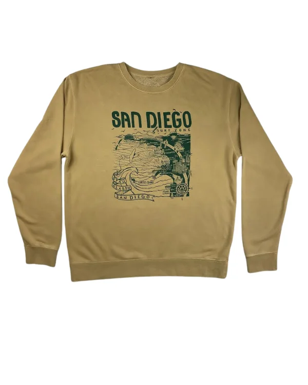 Sun Diego Women's Map Sweatshirt- Sandstone/Green Hoodie with Rhinestones Sparkly Elegant Sun Diego Women's Map Sweatshirt- Sandstone/Green Hoodie with Rhinestones Sparkly Elegant