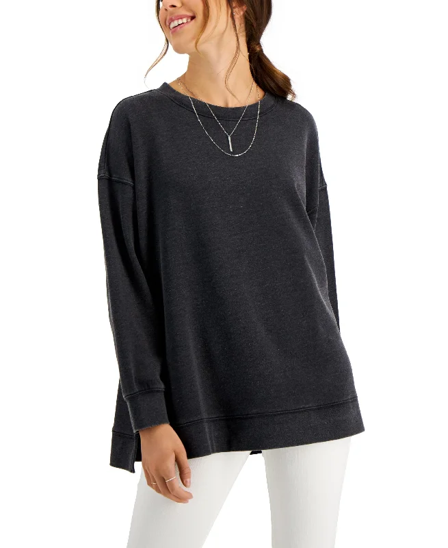 Style & Co Petite Drop Shoulder Sweatshirt Hoodie with Hem Patch Decorative Personalized Style & Co Petite Drop Shoulder Sweatshirt Hoodie with Hem Patch Decorative Personalized
