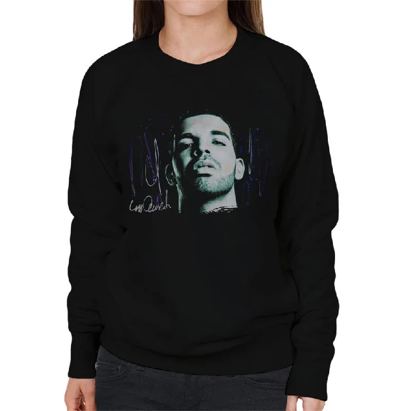 Sidney Maurer Original Portrait Of Drake OVOXO Women's Sweatshirt Hoodie with Ribbed Neckline Snug Warm Sidney Maurer Original Portrait Of Drake OVOXO Women's Sweatshirt Hoodie with Ribbed Neckline Snug Warm