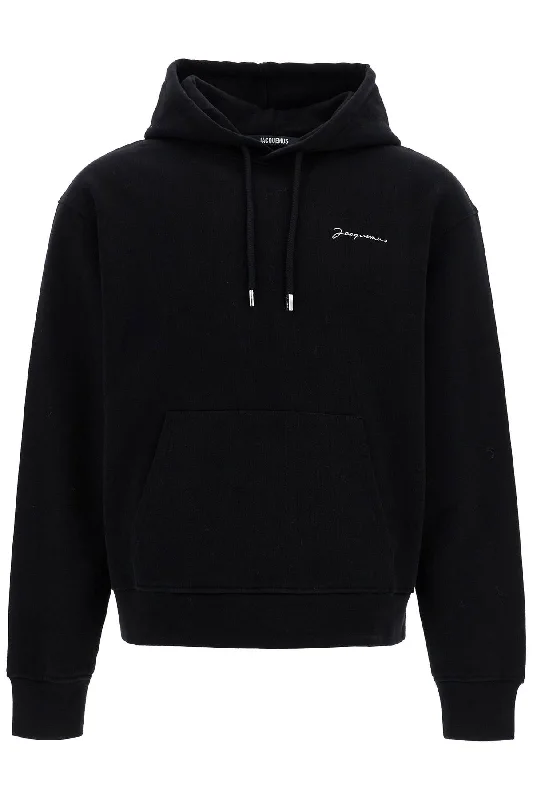 'le Sweatshirt Brode' Hoodie  - Black Hoodie with Earth Tones Natural Calm