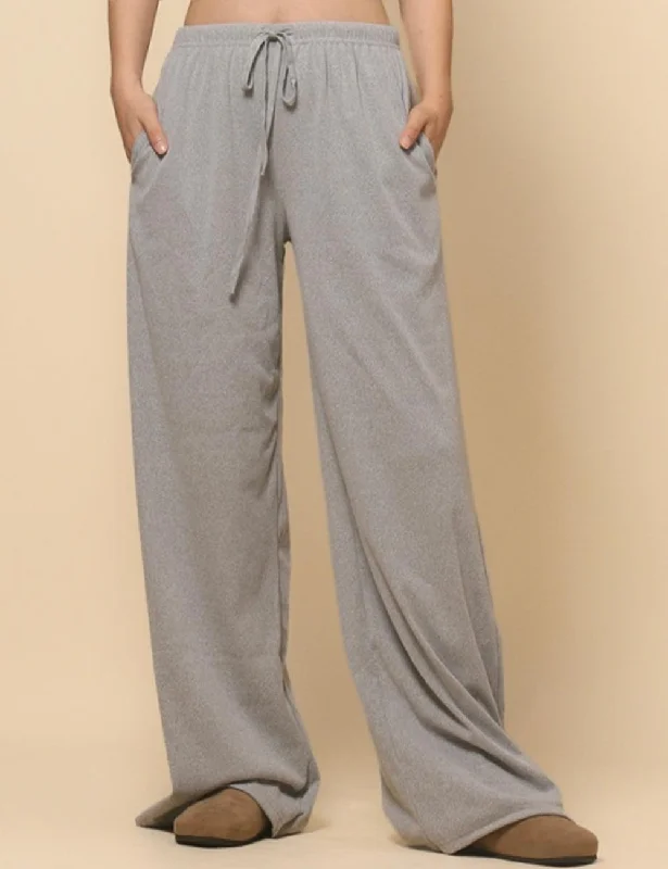 ladies Solid Color Drawstring Wide Leg Pants SKP4784 Comfortable Pleated Pants