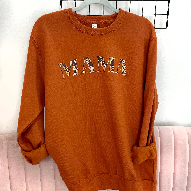 Mama Autumn Floral Print Sweatshirt Hoodie with Logo Branding Identity