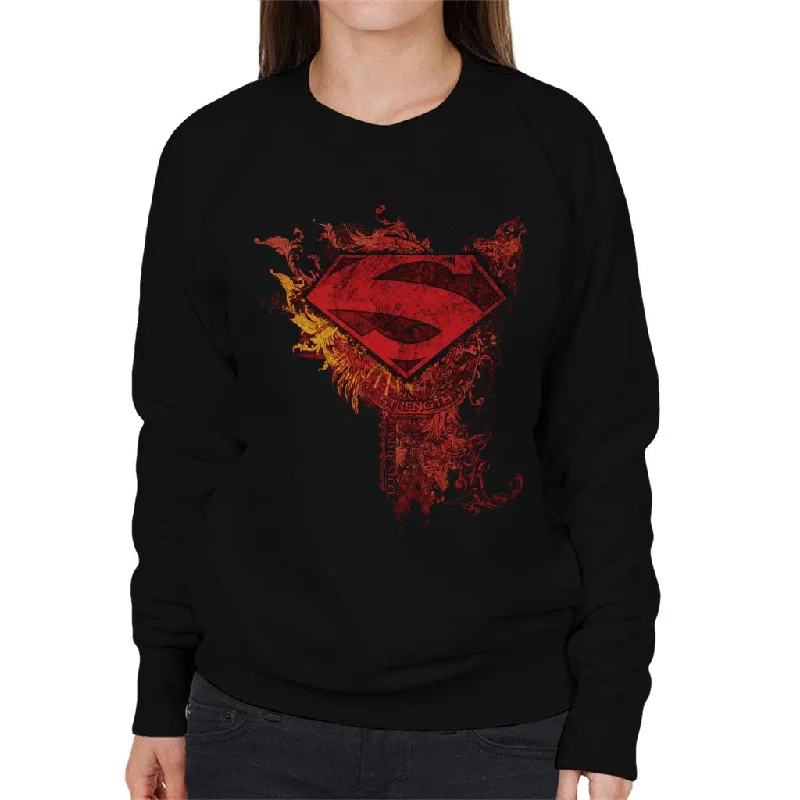 Superman Red Floral Crest Strength Man Of Steel Women's Sweatshirt Hoodie with Button Classic Timeless Superman Red Floral Crest Strength Man Of Steel Women's Sweatshirt Hoodie with Button Classic Timeless