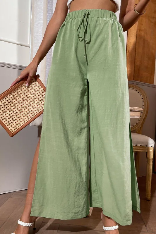 Side Slit Wide Leg Pants Slim-Fit Leggings