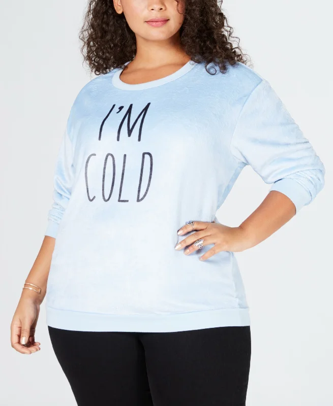 Love Tribe Plus Size Im Cold Sweatshirt Hoodie with Mock Neck Collared Structured