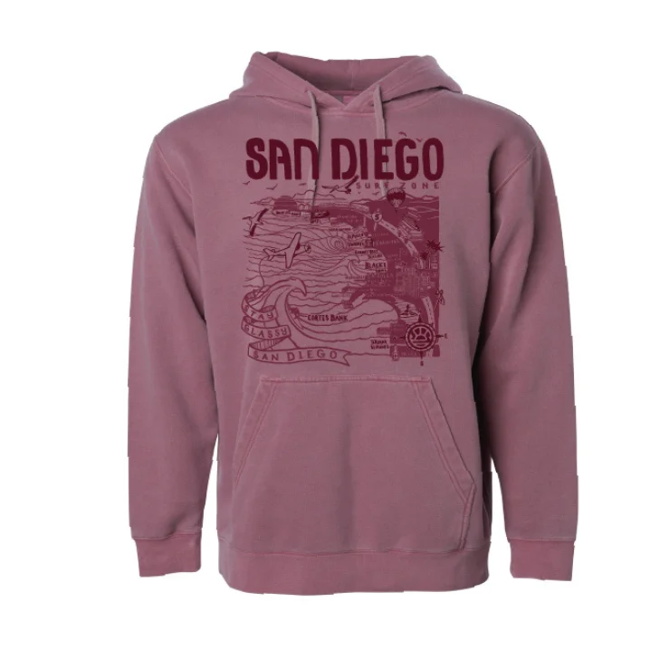 SunDiego Map Hoodie - Pigment Maroon/Rust/Deep Maroon Hoodie with Elastic Waist Stretchable Comfortable SunDiego Map Hoodie - Pigment Maroon/Rust/Deep Maroon Hoodie with Elastic Waist Stretchable Comfortable