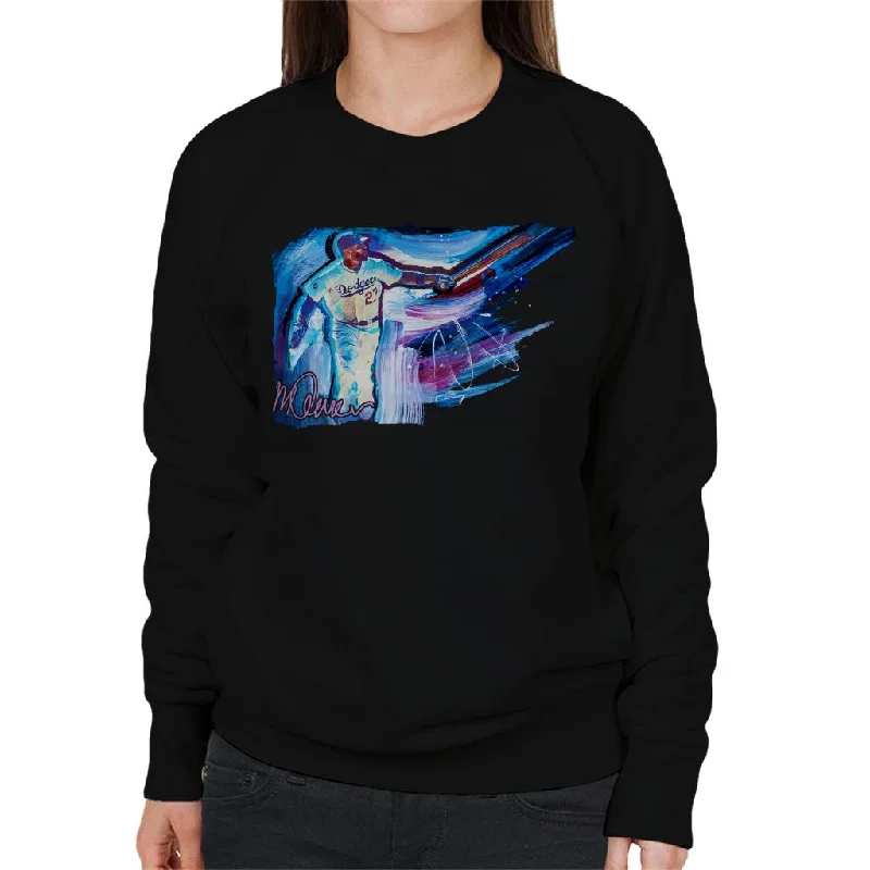 Sidney Maurer Original Portrait Of Dodgers Star Matt Kemp Women's Sweatshirt Hoodie with Emblem Brand Identity Sidney Maurer Original Portrait Of Dodgers Star Matt Kemp Women's Sweatshirt Hoodie with Emblem Brand Identity