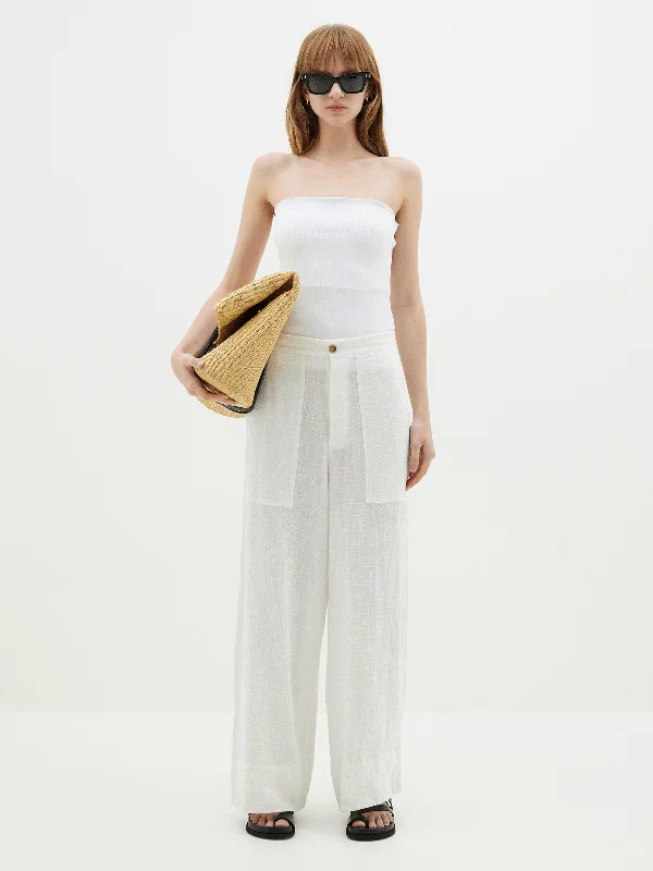 gauze wide leg pant Chic Faux Leather Pants
