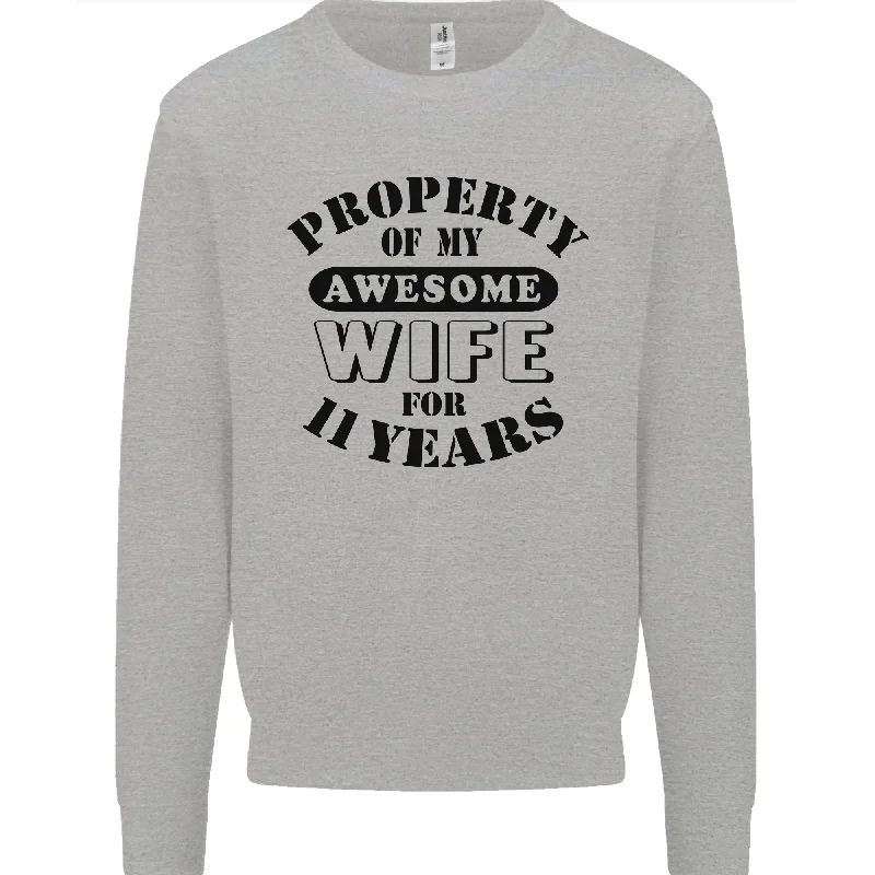 11th Wedding Anniversary 11 Year Funny Wife Mens Sweatshirt Jumper Hoodie with Hem Elastic Stretchable Comfortable 11th Wedding Anniversary 11 Year Funny Wife Mens Sweatshirt Jumper Hoodie with Hem Elastic Stretchable Comfortable