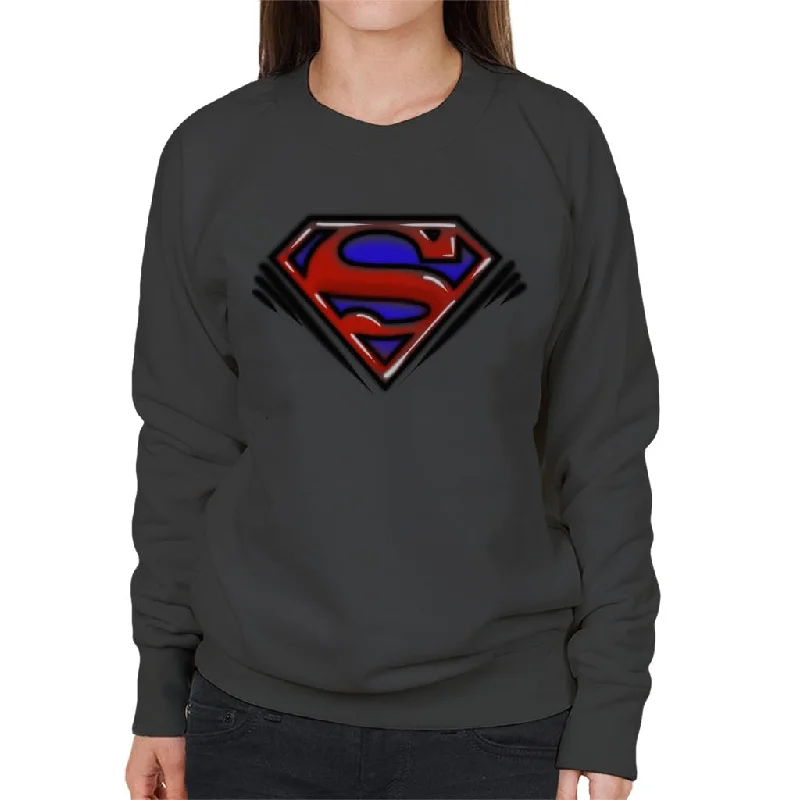 Superman Classic S Logo Pop Art Dot Style Women's Sweatshirt Hoodie with Button Classic Timeless Superman Classic S Logo Pop Art Dot Style Women's Sweatshirt Hoodie with Button Classic Timeless