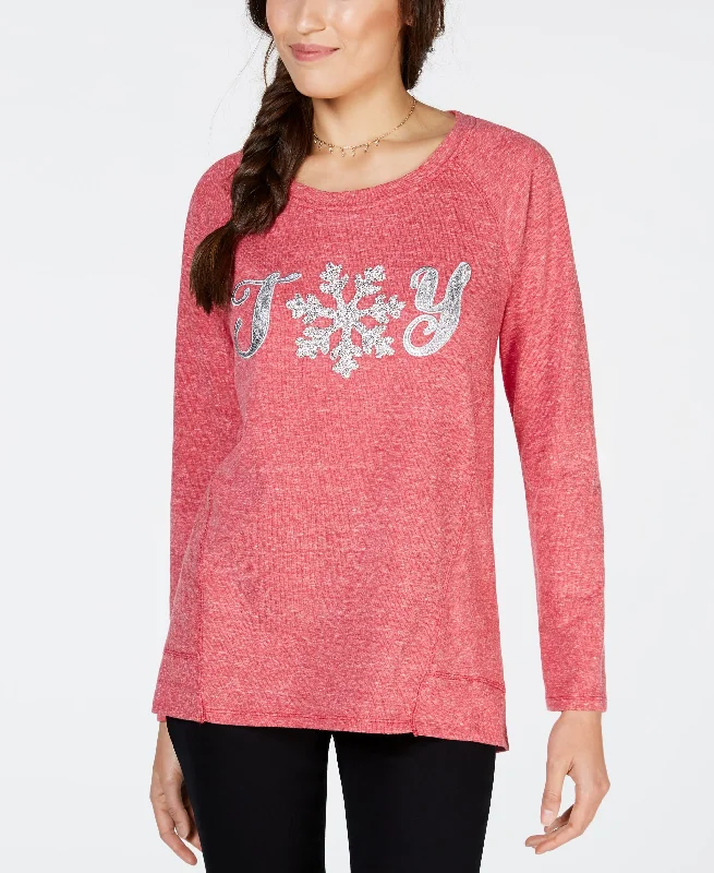 Style & Co Joy Graphic Print Sweatshirt Hoodie with Hem Elastic Stretchable Comfortable Style & Co Joy Graphic Print Sweatshirt Hoodie with Hem Elastic Stretchable Comfortable