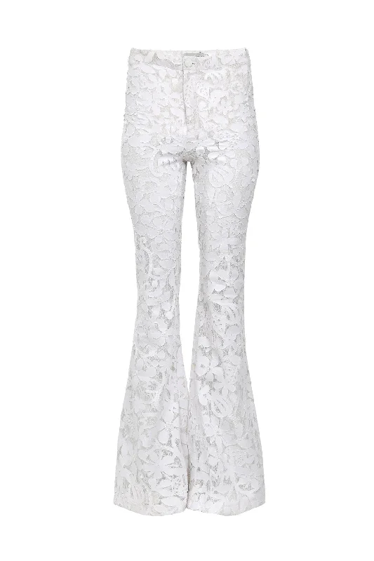 Crete Lace Denim Pants Slim Fit Casual Pants