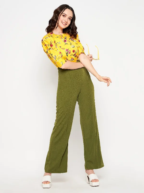 High Waisted Stretchy Parallel Pants High-Waist Trousers