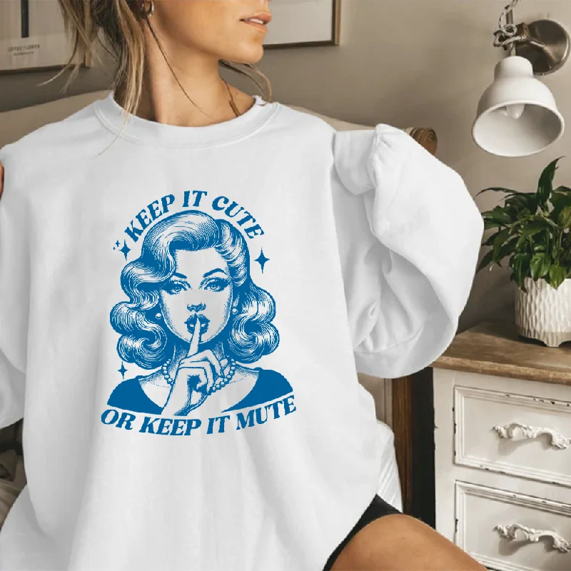 Keep It Cute Retro Graphic Sweatshirt Hoodie with Reflective Safety Nightwear