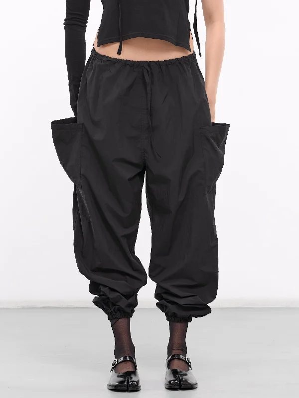 Typewriter Relaxed Pants (FS-P60-501-1-BLACK) Elegant Wool Trousers