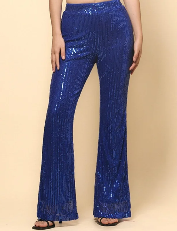 Ladies Shinny Sequin Night Out Flared Pants SKP4739 Casual Sweatpants Style