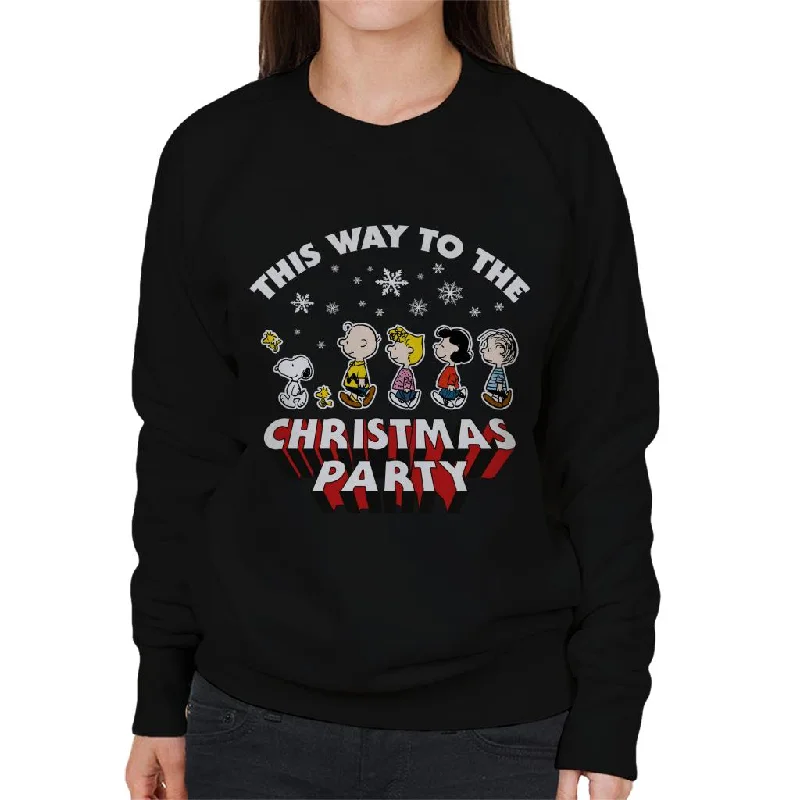 Peanuts Christmas This Way To The Christmas Party Women's Sweatshirt Hoodie with Belted Waist Structured Tailored Peanuts Christmas This Way To The Christmas Party Women's Sweatshirt Hoodie with Belted Waist Structured Tailored