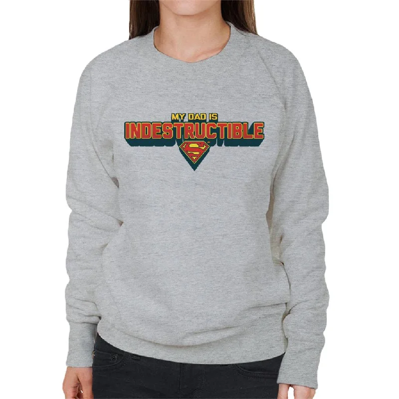 Superman My Dad Is Indestructible Fathers Day Women's Sweatshirt Hoodie with Zipper Placket Modern Functional Superman My Dad Is Indestructible Fathers Day Women's Sweatshirt Hoodie with Zipper Placket Modern Functional