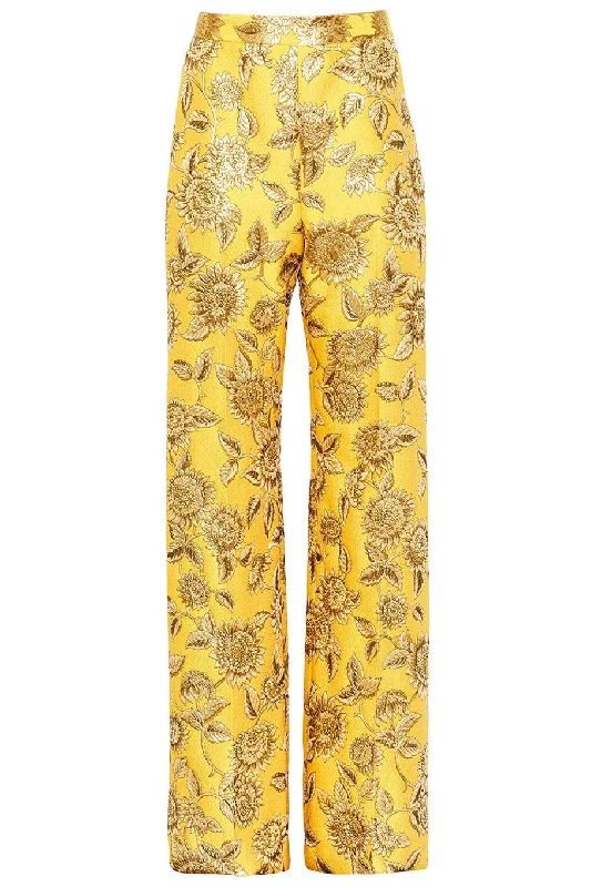 Metallic Jaquard Wide Leg Pant Trendy Palazzo Pants