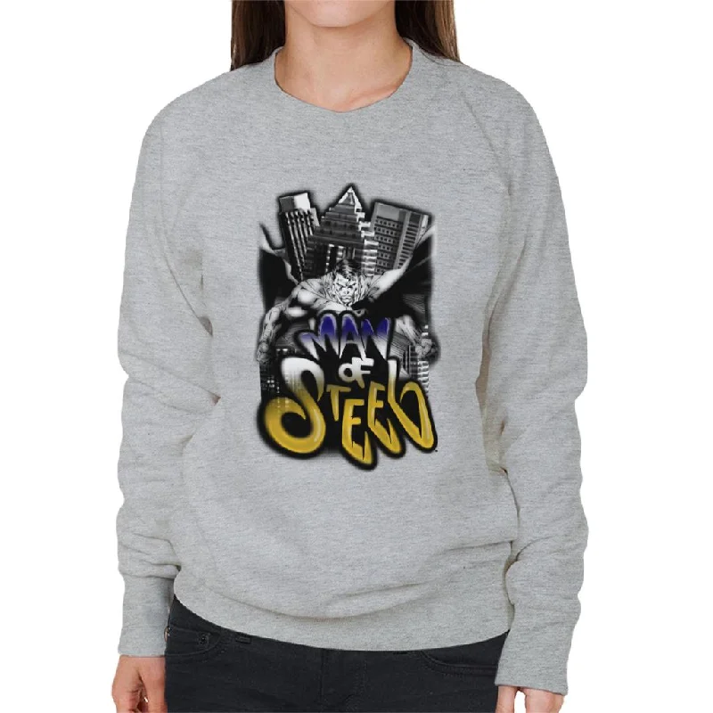 Superman Comic Style Graffiti Man Of Steel Women's Sweatshirt Hoodie with Hem Drawcord Adjustable Customizable Superman Comic Style Graffiti Man Of Steel Women's Sweatshirt Hoodie with Hem Drawcord Adjustable Customizable