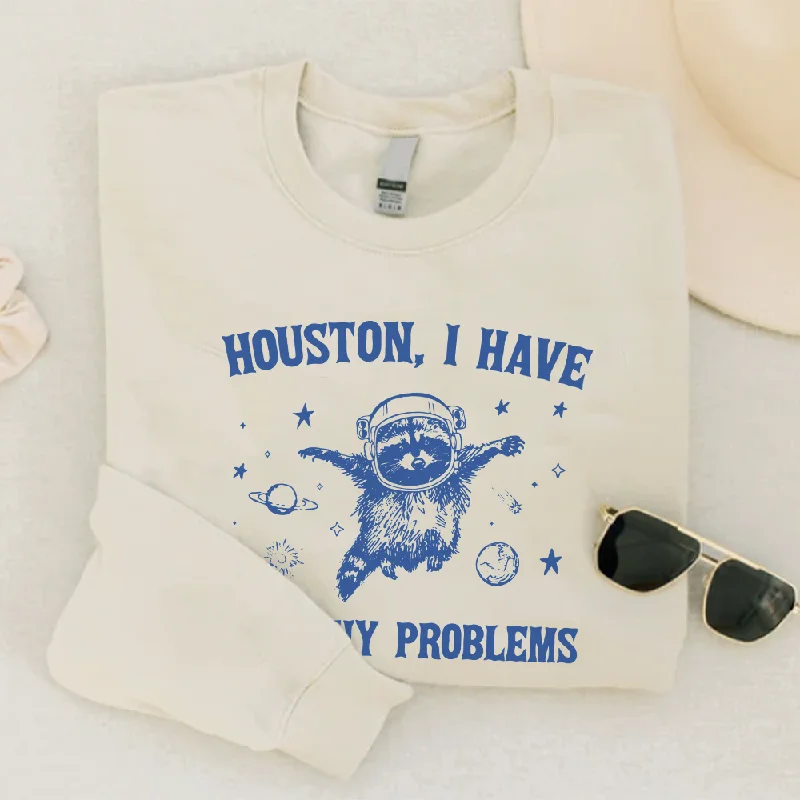 Houston Where Do I Start Sweatshirt Hoodie with Metallic Shiny Futuristic