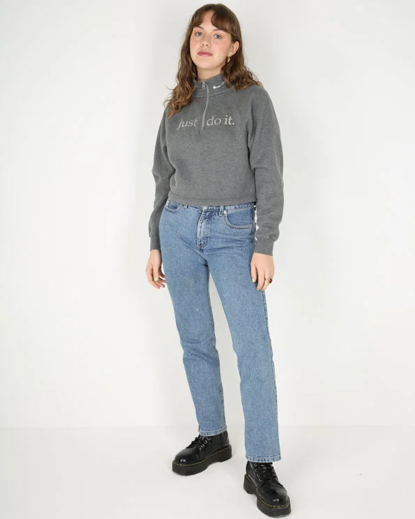 Nike text slogan 1/2 zip sweatshirt - S Hoodie with Hem Patch Decorative Personalized Nike text slogan 1/2 zip sweatshirt - S Hoodie with Hem Patch Decorative Personalized