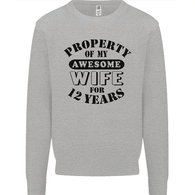 12th Wedding Anniversary 12 Year Funny Wife Mens Sweatshirt Jumper Hoodie with Print Artistic Unique 12th Wedding Anniversary 12 Year Funny Wife Mens Sweatshirt Jumper Hoodie with Print Artistic Unique