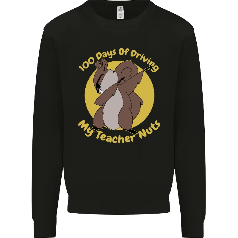 100 Days of Driving My Teacher Nuts Mens Sweatshirt Jumper Hoodie with Slit Hem Functional Movement