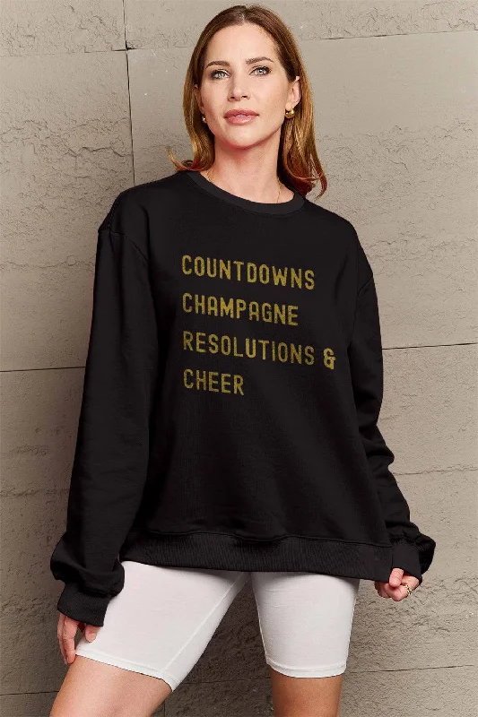 Simply Love Full Size COUNTDOWNS CHAMPAGNE RESOLUTIONS & CHEER Round Neck Sweatshirt Hoodie with Button Classic Timeless Simply Love Full Size COUNTDOWNS CHAMPAGNE RESOLUTIONS & CHEER Round Neck Sweatshirt Hoodie with Button Classic Timeless