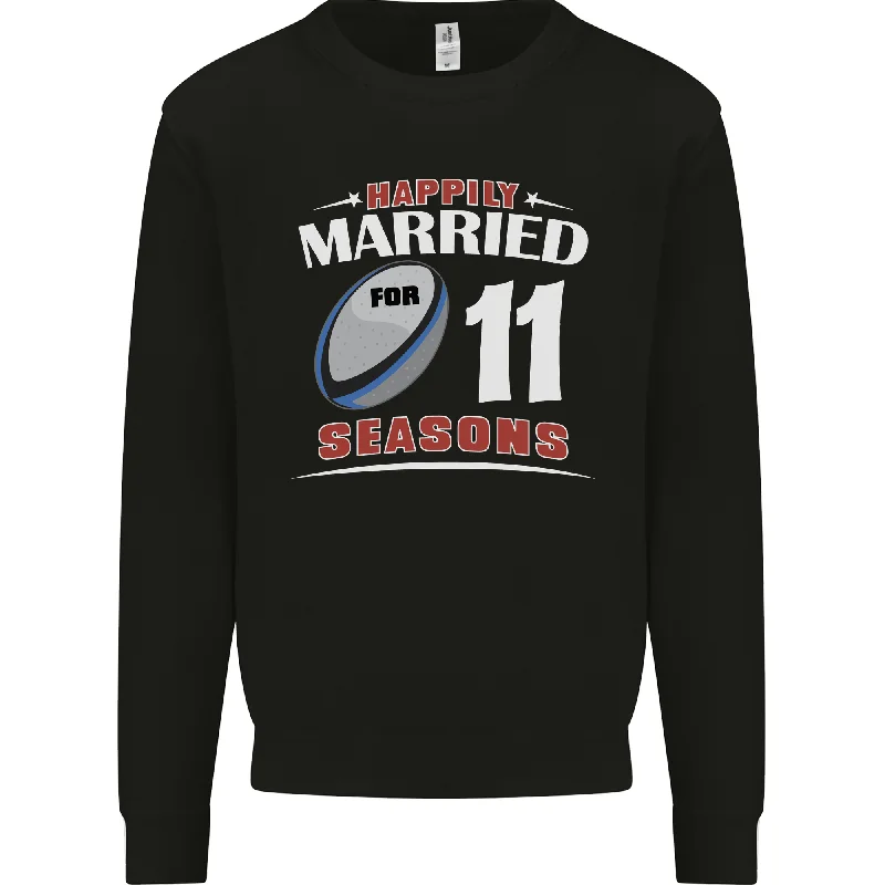 11 Year Wedding Anniversary 11th Rugby Mens Sweatshirt Jumper Hoodie with Back Slit Movement Comfort 11 Year Wedding Anniversary 11th Rugby Mens Sweatshirt Jumper Hoodie with Back Slit Movement Comfort