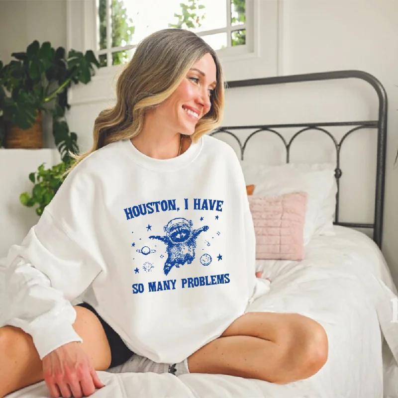 Houston Where Do I Start Sweatshirt Hoodie with Applique Textured Unique