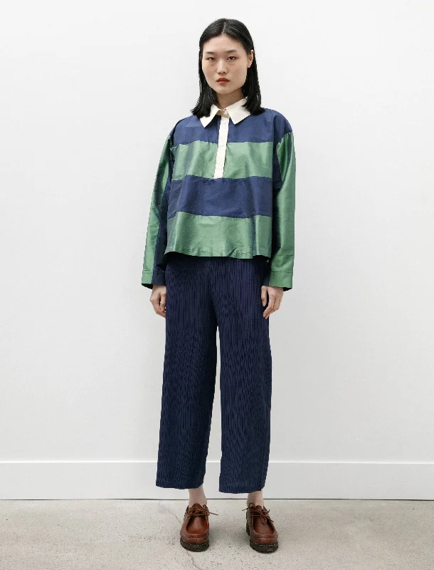 Thicker Bottoms Straight Pants Navy Chic Checkered Pants