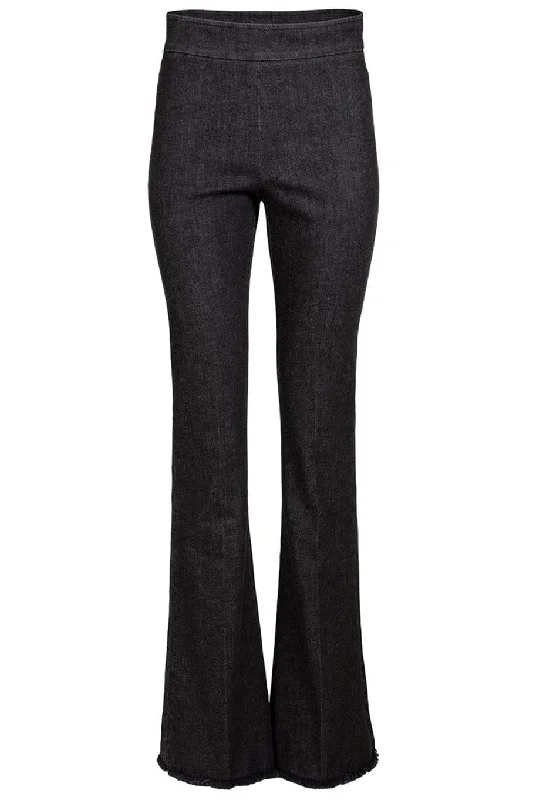 Bellini Denim Fray Pant - Dark Grey Classic Flared Pants