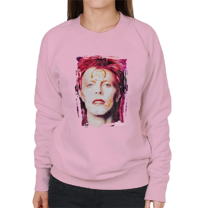 Sidney Maurer Original Portrait Of David Bowie Red Hair Women's Sweatshirt Hoodie with Hem Lace Feminine Delicate Sidney Maurer Original Portrait Of David Bowie Red Hair Women's Sweatshirt Hoodie with Hem Lace Feminine Delicate
