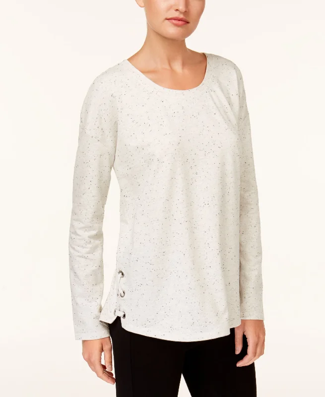 Style & Co Lace Up Sweatshirt Hoodie with Pattern Geometric Abstract